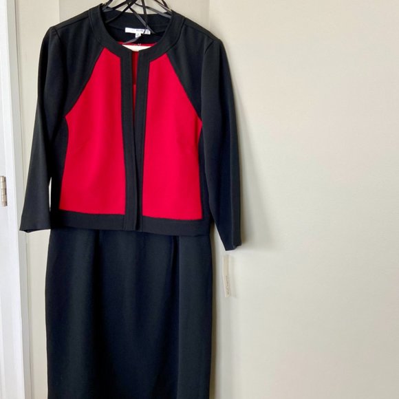 NEVER BEEN WORN Studio One Women's Red & Black Dress & Blazer Set [8] - Picture 3 of 12